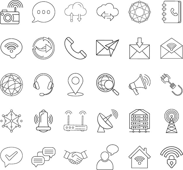 Iconos de red Comunicación Wifi Tecnología de Internet en la nube Conexiones