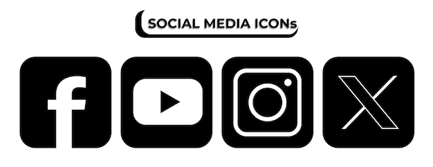 Iconos de las redes sociales en blanco y negro Descarga gratuita