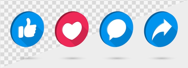 Iconos de redes sociales como símbolos de compartir comentarios de amor