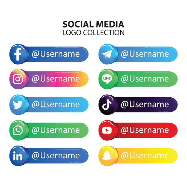 Vector iconos de redes sociales con diseño de nombre de usuario