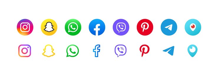 Iconos de las redes sociales establecidos Instagram Snapchat WhatsApp Facebook Viber Pinterest Telegram Periscope logotipos de color Redes sociales logotipos aislados Colección de iconos de logotipos de las redes sociales Iconos vectoriales