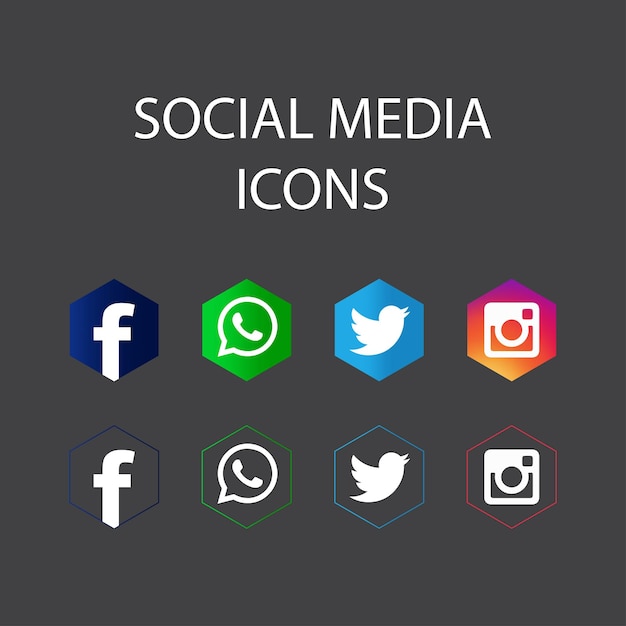 Vector iconos de redes sociales para folletos, carteles, pancartas y publicaciones