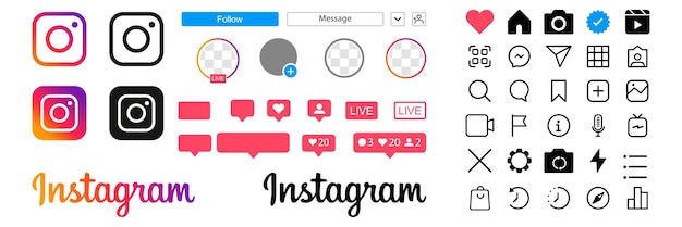 Vector iconos de redes sociales de instagram ilustración vectorial