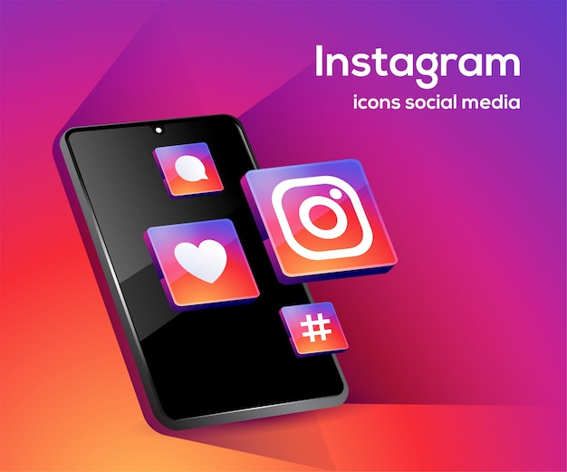 Iconos de redes sociales de Instagram con símbolo de teléfono inteligente