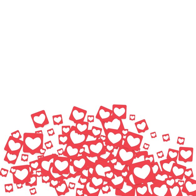 Iconos de las redes sociales. Notificaciones de red con corazón blanco en cuadrado rosado. Sigue y comparte iconos de redes sociales Fondo para aplicaciones, aplicaciones, marketing, SMM, CEO, web, Internet, análisis, negocios.