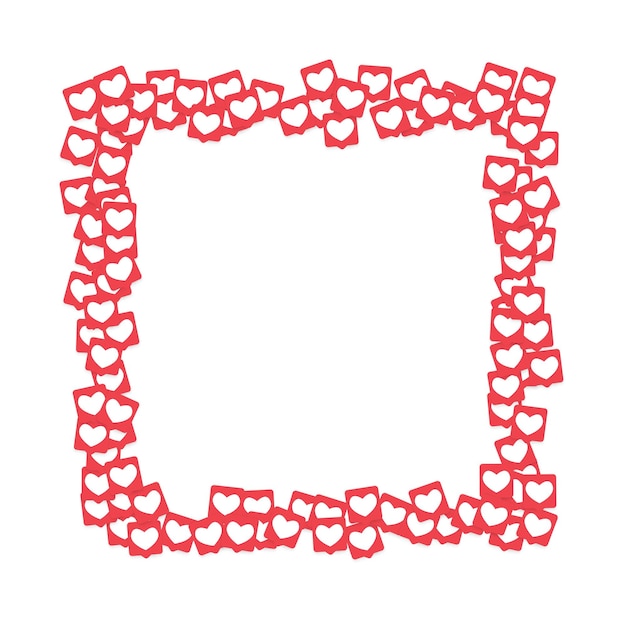 Iconos de las redes sociales. Notificaciones de red con corazón blanco en cuadrado rosado. Sigue y comparte iconos de redes sociales Fondo para aplicaciones, aplicaciones, marketing, SMM, CEO, web, Internet, análisis, negocios.