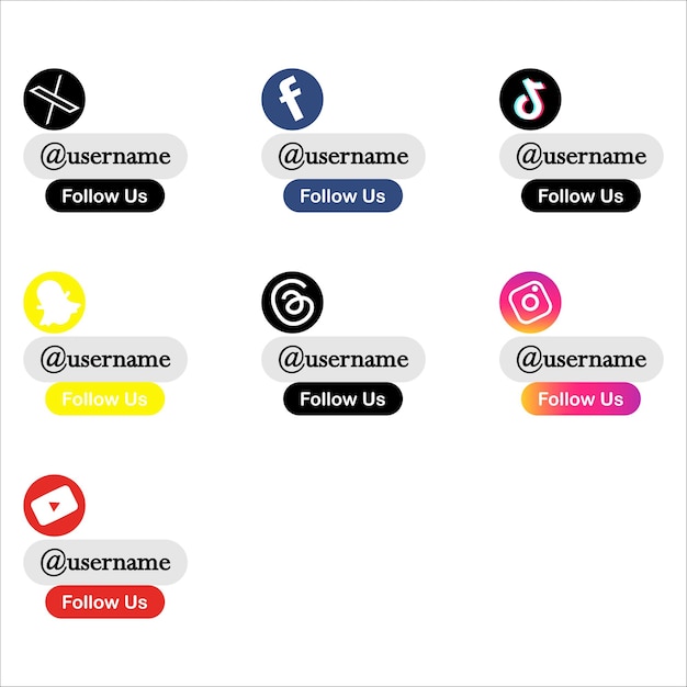 Vector los iconos de las redes sociales populares, los logotipos, los banners de seguirnos