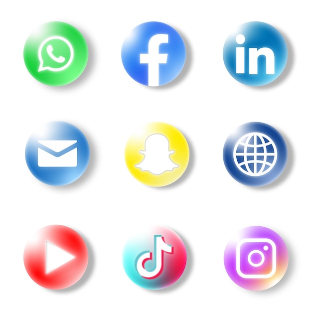 Vector iconos de las redes sociales vector efecto caramelo