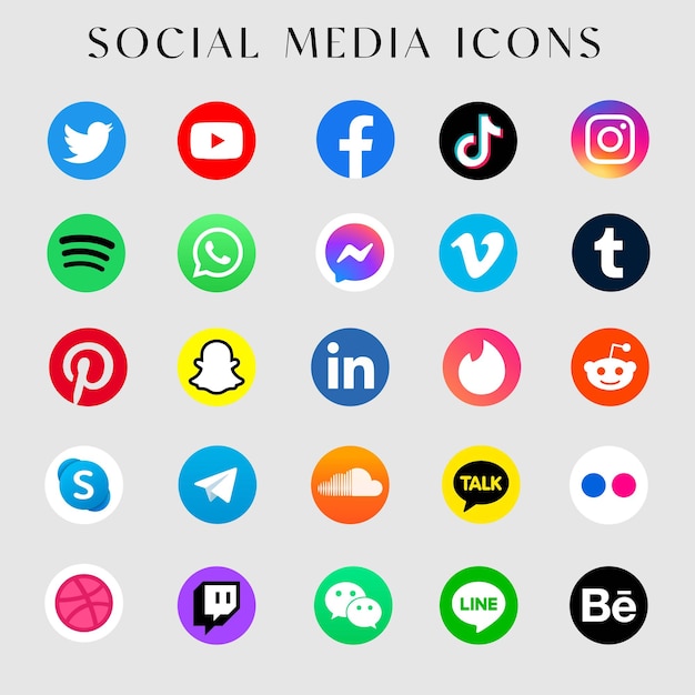 Vector iconos de las redes sociales versión en color