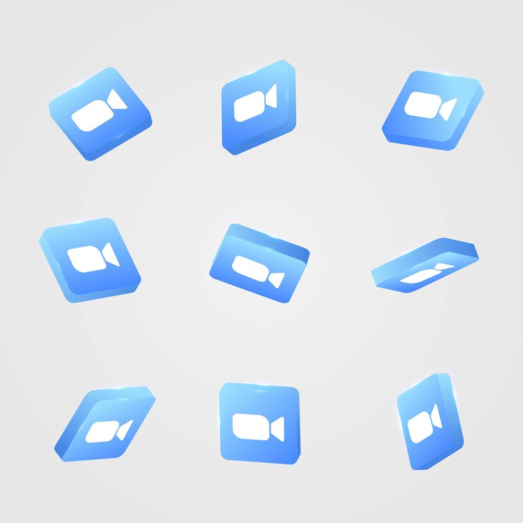 Iconos de redes sociales con zoom 3d Colección de iconos de zoom