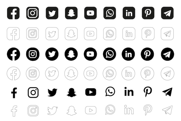 Vector iconos de redes sociales.