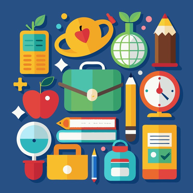 Vector iconos de regreso a la escuela ilustraciones educativas lindas y coloridas