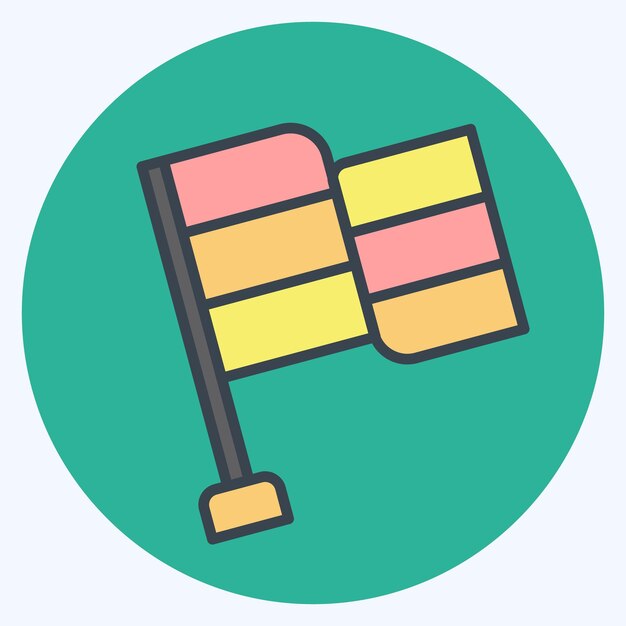 Iconos relacionados con la bandera Símbolo de navegación Estilo de color mate Ilustración de diseño simple