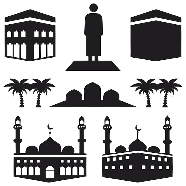 Iconos religiosos islámicos diseño vectorial de silueta de Eid Mubarak