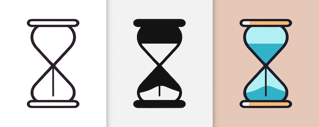 Iconos de reloj de arena Tiempo y conceptos de medición