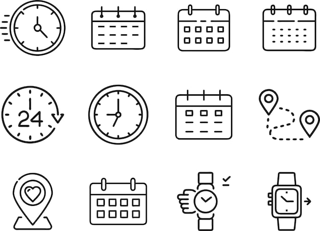 Iconos de reloj Gestión del tiempo Calendario Programación de citas