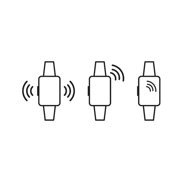 Iconos de reloj lineal para el diseño de aplicaciones móviles Maqueta de dispositivo inteligente Ilustración vectorial