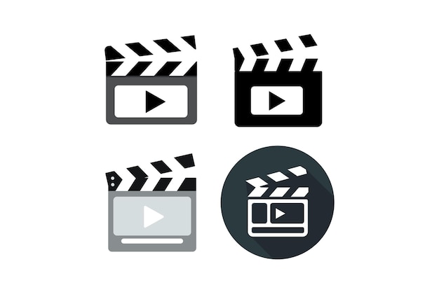 Iconos de reproductor de medios de vídeo planos Icones de control de la colección de reproductores de vídeo vectoriales