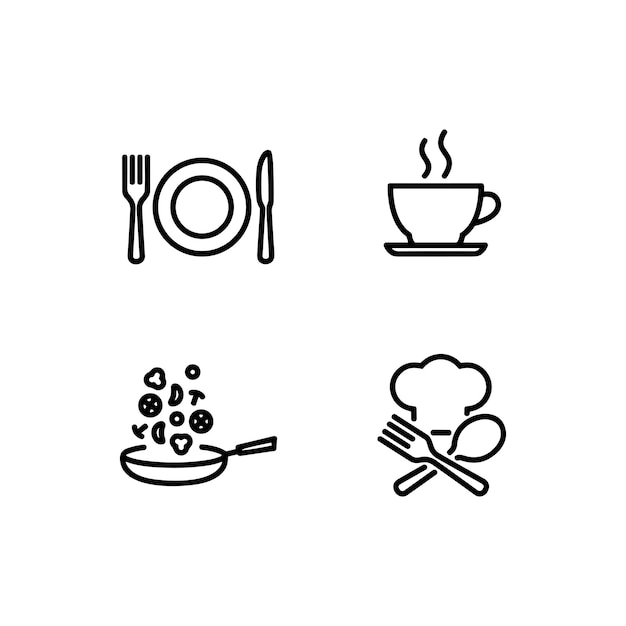 Iconos de restaurantes en fondo blanco Ilustración vectorial