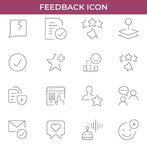 Iconos de retroalimentación Elementos de diseño de la interfaz de usuario para reseñas y comentarios