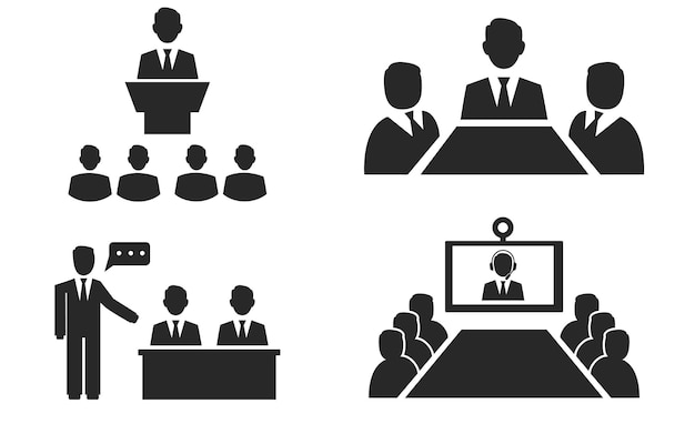 Iconos de reunión de negocios