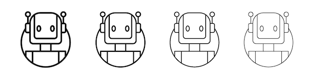 Iconos de robots Conjunto de símbolos de señales de contorno