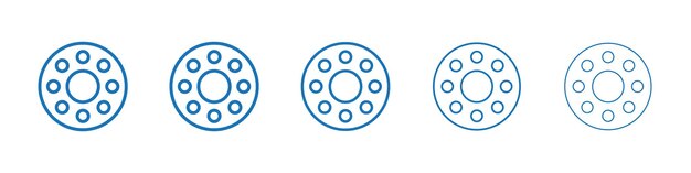 Iconos de rodamientos de automóviles Colección de símbolos Contorno delgado