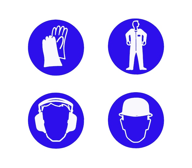 Vector iconos de ropa de seguridad y símbolo de seguridad