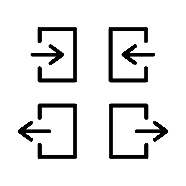 Vector iconos de salida y entrada de la flecha y la puerta icones de entrada y salida iconos vectoriales de ingreso y salida