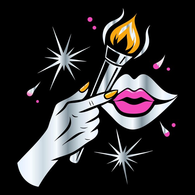 Iconos de salón de belleza de moda Manicura de labios cejas amplificador de cabello en vector para logotipo de esmalte de uñas