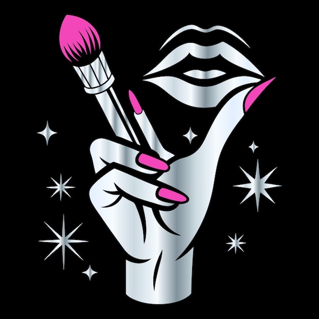 Iconos de salón de belleza de moda Manicura de labios cejas amplificador de cabello en vector para logotipo de esmalte de uñas