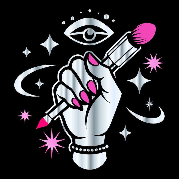 Iconos de salón de belleza de moda Manicura de labios cejas amplificador de cabello en vector para logotipo de esmalte de uñas