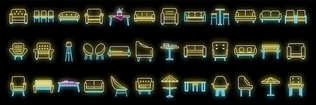 Los iconos de salón establecen neón vectorial