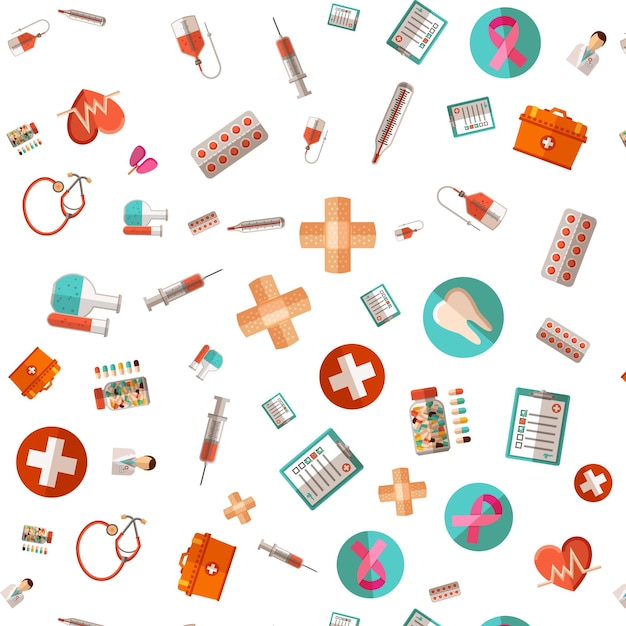 Iconos de salud Diseño de patrones sin costuras