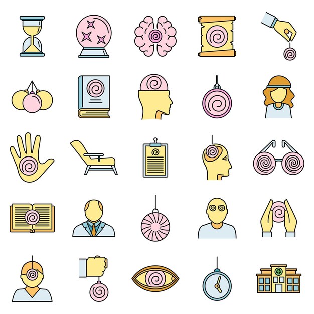 Los iconos de salud de la hipnosis establecen el color del vector