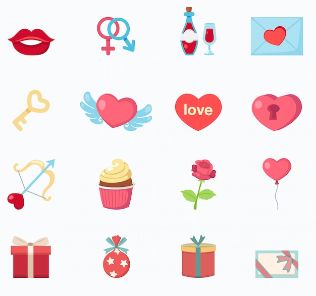 Vector iconos de san valentin