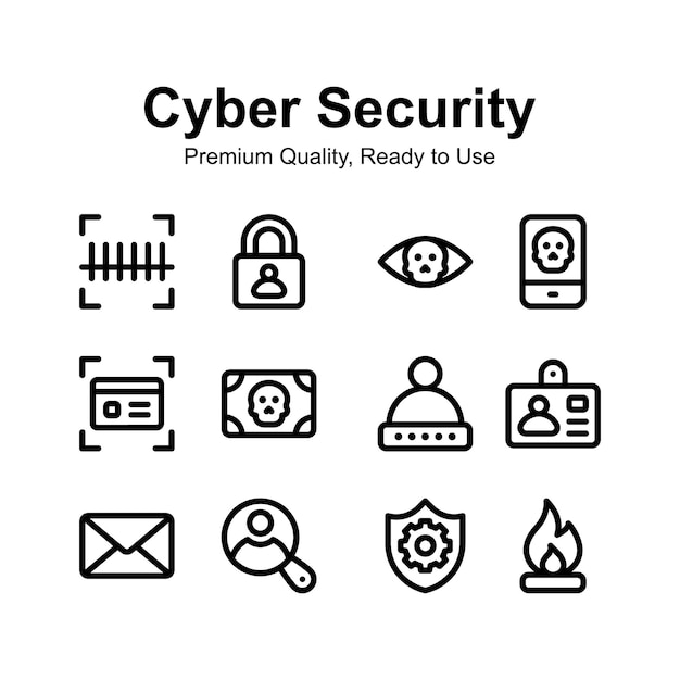 Iconos de seguridad cibernética de Pixel perfect para uso premium