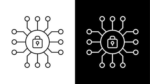 Iconos de seguridad cibernética Protección de datos contra ataques de piratas informáticos Ilustración vectorial