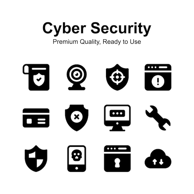 Iconos de seguridad cibernética visualmente perfectos para uso premium