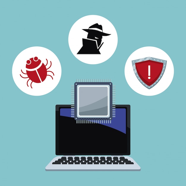 Vector iconos de seguridad cibernética