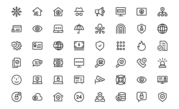 Iconos de seguridad premium Vectores limpios y editables para sistemas de alarma de protección de vigilancia