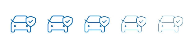 Iconos de seguros de automóviles Colección de símbolos Contorno delgado