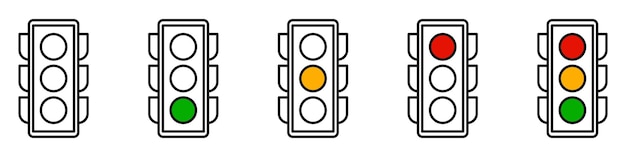 Iconos de semáforos Colección de íconos de semaforos de tráfico Ilustración vectorial