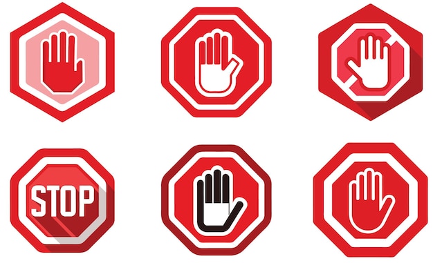 Iconos de señal de mano de parada