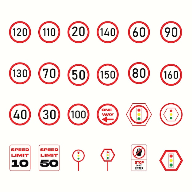 Vector iconos de señales rojas