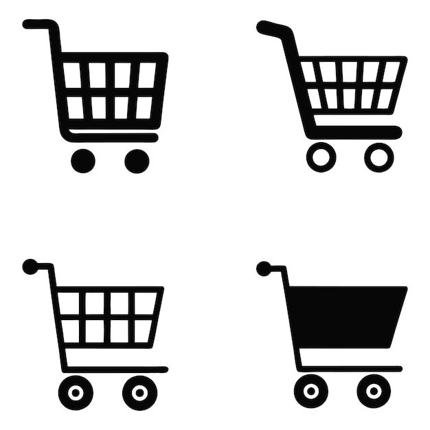 Iconos sencillos de carrito de compras para el comercio electrónico