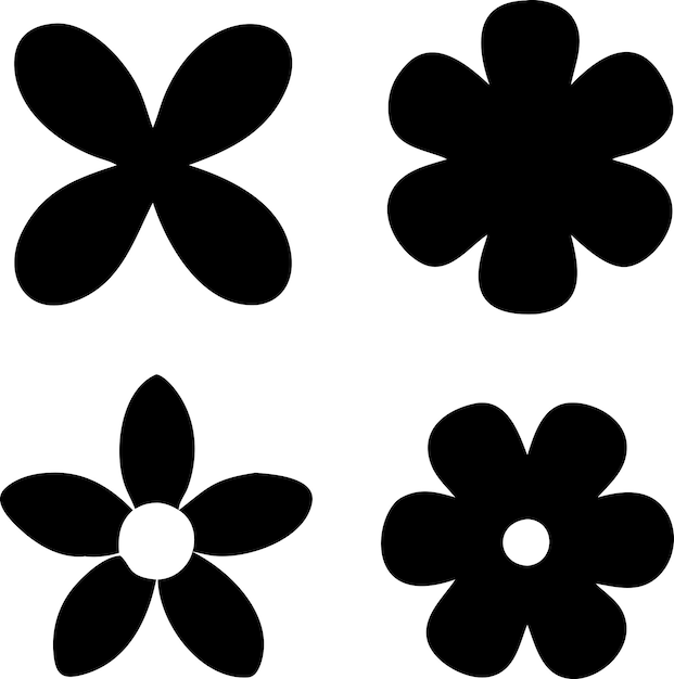 Iconos sencillos de flores negras