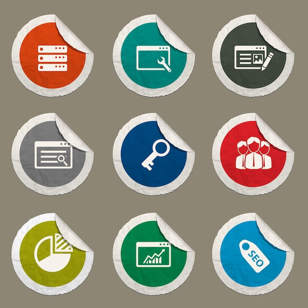Iconos de SEO y desarrollo para sitios web e interfaz de usuario