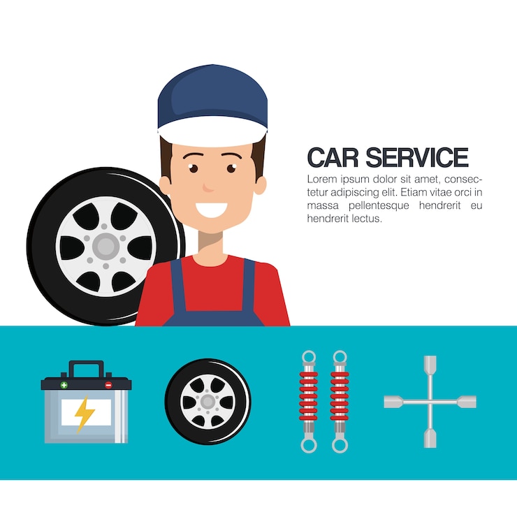 Vector iconos de servicio de coche mecánico