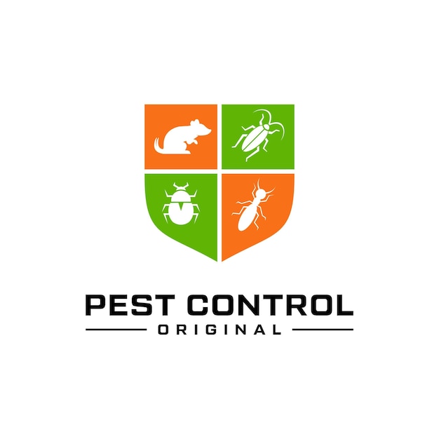 Iconos de servicio de control de plagas con ratón cucaracha hormiga y abeja Diseños de logotipos de control de pestes para el hogar